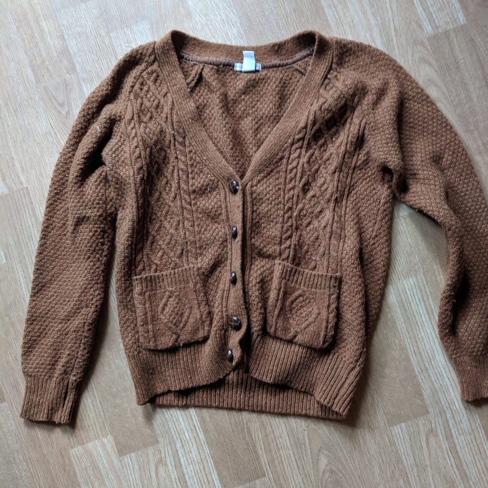 Tan grandfather cardigan